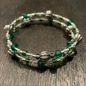 Wire beaded wrap around bracelet